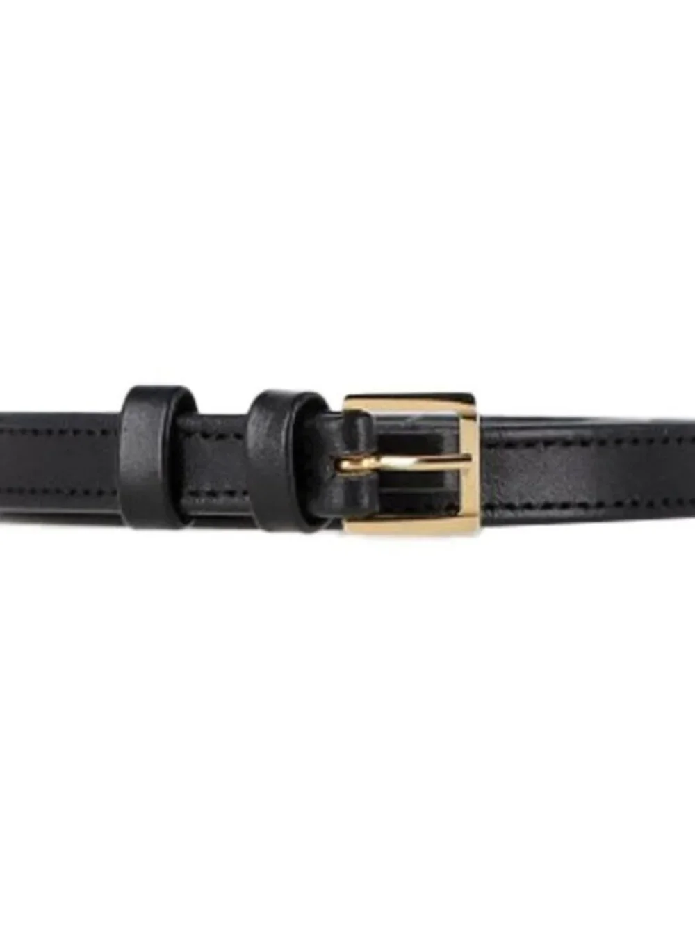 Womens Elie Saab Black Gold Buckle Leather Thin Skinny Waist Belt EU/38 US/S
